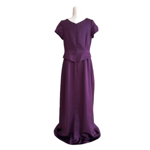 Bonny Purple Short Sleeve Ruched Waist Formal Cocktail Party Maxi Dress Size 14 - Picture 4 of 13